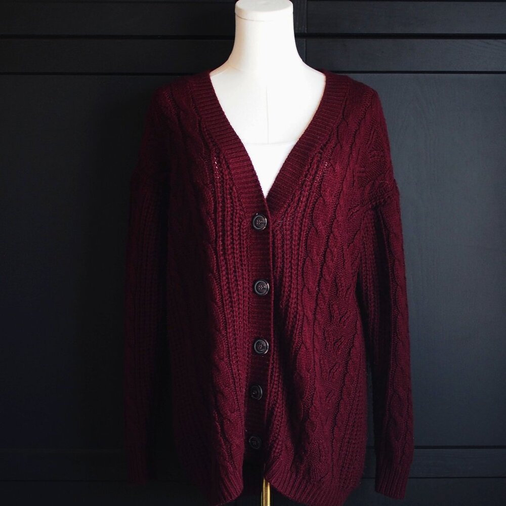 Bluenotes | Oversized Cable Knit Button Front Cardigan